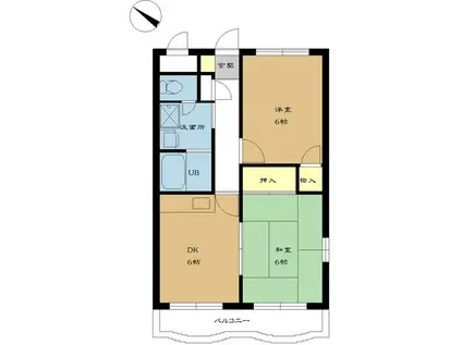 ラ・カーサゆりのき(2DK/3階)の間取り写真