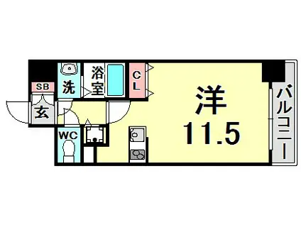 W-STYLE神戸(ワンルーム/2階)の間取り写真