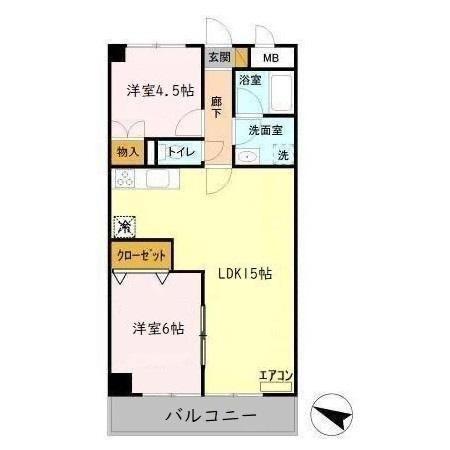 YS習志野台(2LDK/2階)の間取り写真