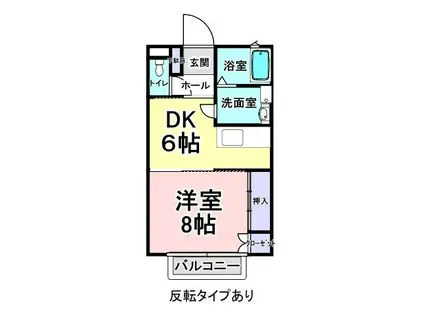 コーポタウン21III ウエスト(1DK/2階)の間取り写真