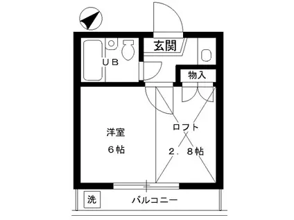 スカイコーポラスII(1K/2階)の間取り写真