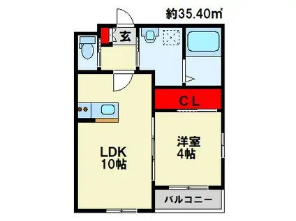 BRAVE BASE 遠賀 ノース(1LDK/1階)の間取り写真