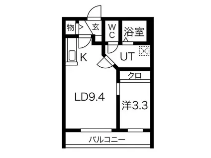 メープルコート平岸(1LDK/4階)の間取り写真