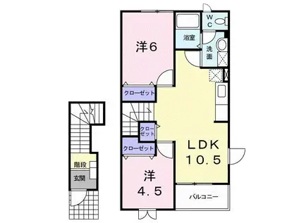 デメテールB 舞木東(2LDK/2階)の間取り写真