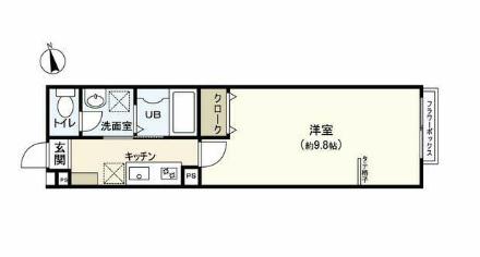 QUARTER富沢(1K/1階)の間取り写真