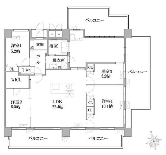 グランドニューガイア福津中央(4LDK/7階)の間取り写真