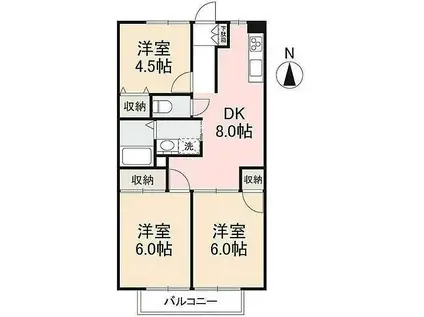 レジオン・ドヌールA・B・C(3DK/1階)の間取り写真