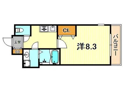 グランデ六甲道(1K/3階)の間取り写真