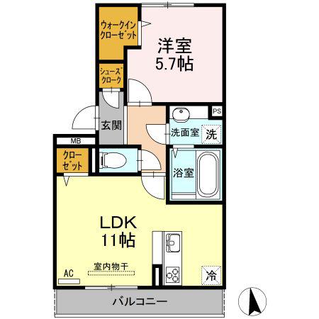 ミッドレジデンス A A棟(1LDK/3階)の間取り写真