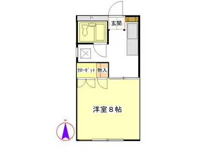 キタイメナーB(1K/1階)の間取り写真