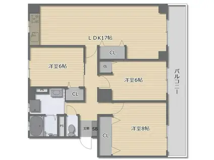 レジデンスFFM千里丘(3LDK/2階)の間取り写真
