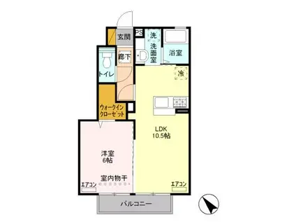 マルヴェシア(1LDK/1階)の間取り写真
