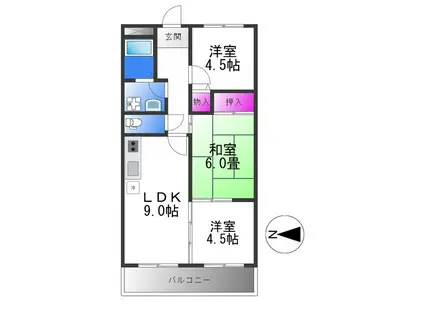 カーサフィオーレ弐番館(3LDK/4階)の間取り写真