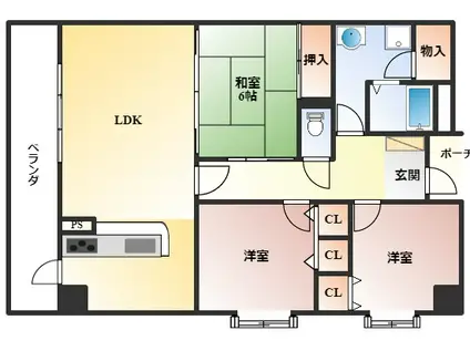 ウイング旭ヶ丘(3LDK/3階)の間取り写真