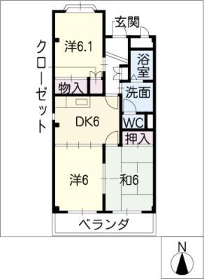 エクセルメゾンB(3DK/2階)の間取り写真