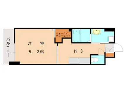 ラ・フェリス下到津(1K/7階)の間取り写真