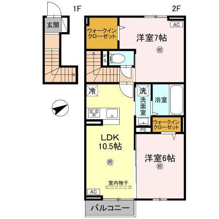 D-ROOMイグ(2LDK/2階)の間取り写真