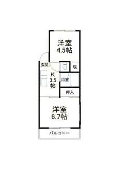 陽光台ハイツ(2K/2階)の間取り写真