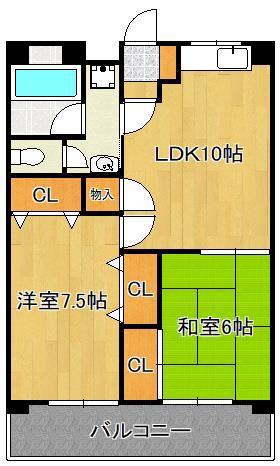 第二寿ビル(2LDK/3階)の間取り写真