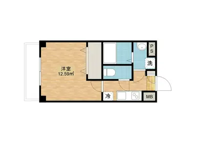 エヴァーグリーンウエスト(1K/3階)の間取り写真