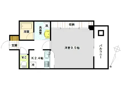 第1タカズミビル(1K/8階)の間取り写真