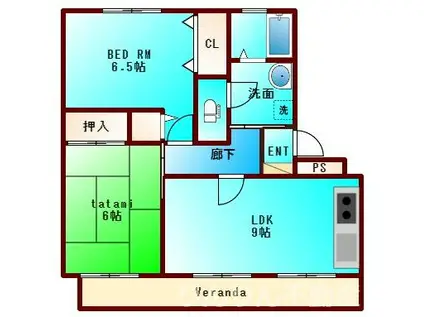 ハイツ森III(2LDK/2階)の間取り写真