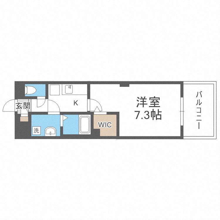 LUXE難波南(1K/8階)の間取り写真
