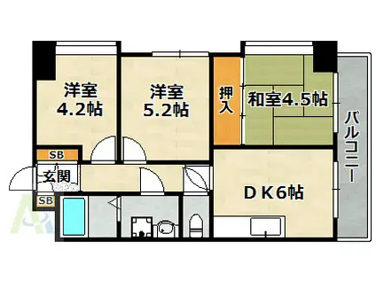 ウイング長田北町(3DK/2階)の間取り写真