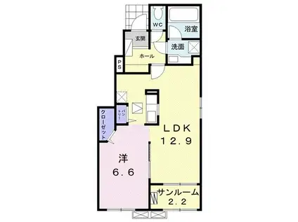 ラパン町村 I(1LDK/1階)の間取り写真