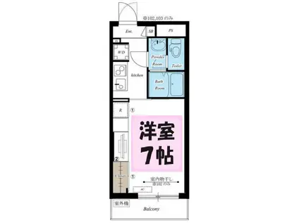 谷塚II(1K/2階)の間取り写真