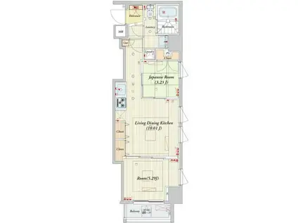 ビバリーホームズ両国(2LDK/1階)の間取り写真