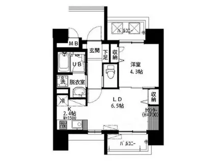 ブランシュール北町(1LDK/4階)の間取り写真