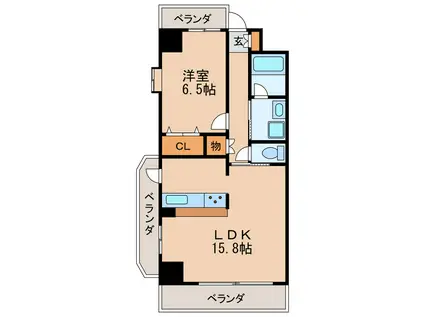 音羽壱番館SAKAE(1LDK/2階)の間取り写真