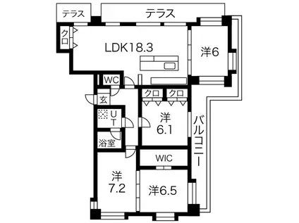 ヒルクレスト大濠公園駅(4LDK/6階)の間取り写真