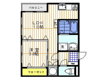 クローバーハウス(1LDK/3階)の間取り写真