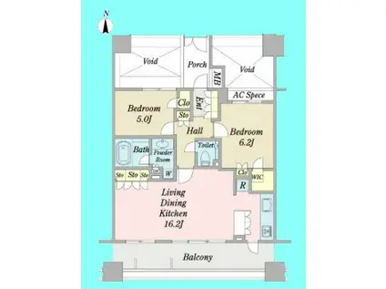 藤和シティホームズ御殿山(2LDK/2階)の間取り写真