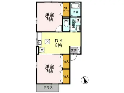 ウィルモア赤道(2DK/1階)の間取り写真