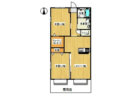 エンドレスVII(2LDK/2階)の間取り写真