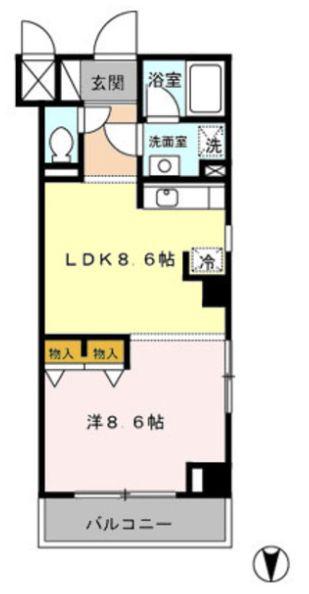 シャンティオン(1LDK/5階)の間取り写真