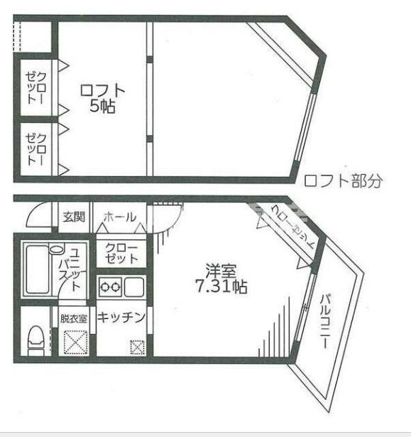 パレス相模大野(1K/1階)の間取り写真