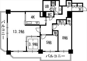 知事公館前タワーレジデンス(3LDK/11階)の間取り写真