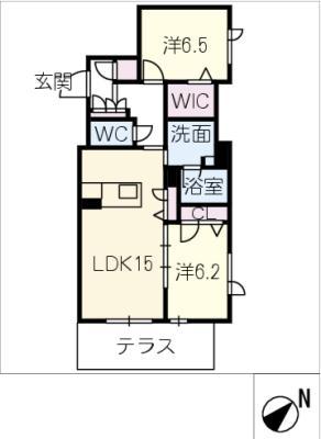 アンビエラ八事(2LDK/1階)の間取り写真
