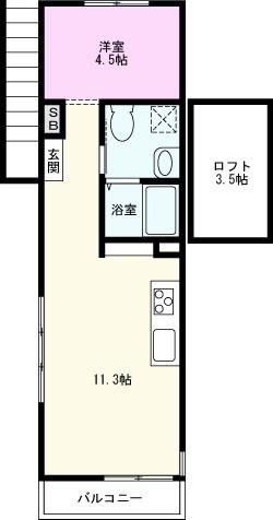 THE ORCHARD YAHATA C棟(1LDK/2階)の間取り写真
