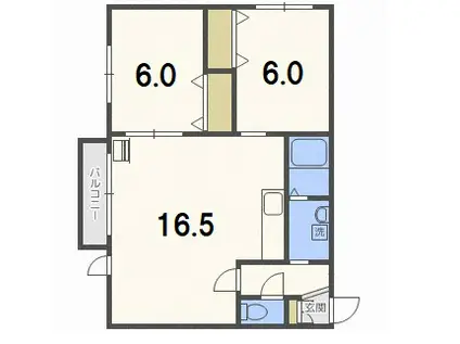 パークコート西宮の沢(2LDK/3階)の間取り写真