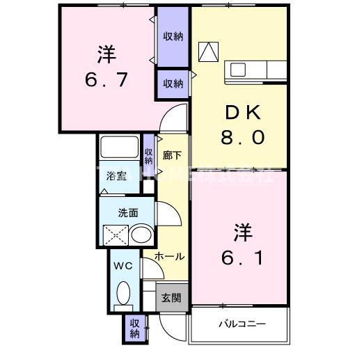 サンヒルズA(2LDK/1階)の間取り写真