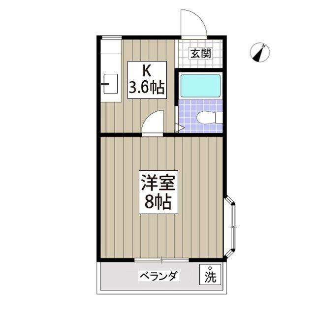 シャトル細田(1K/1階)の間取り写真