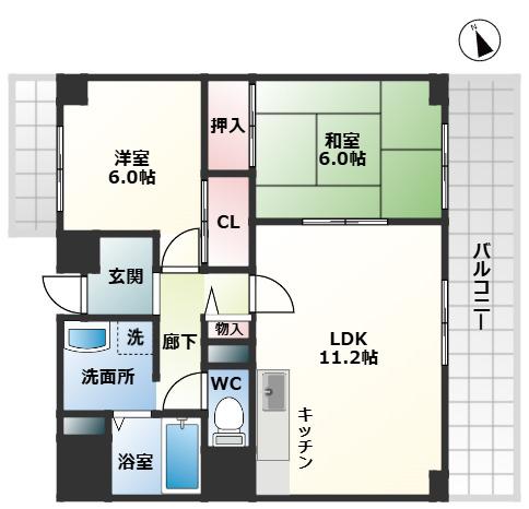 デイブレイク城東(2LDK/8階)の間取り写真