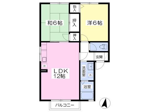 ウィルコート桜台(2LDK/2階)の間取り写真