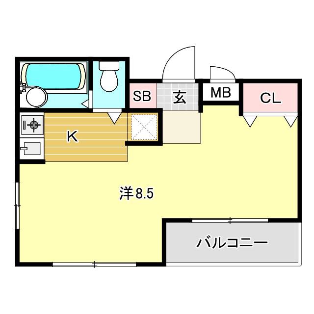 れじでんしあ甲子園口(ワンルーム/4階)の間取り写真
