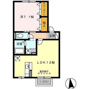 エクレール B棟(1LDK/2階)の間取り写真
